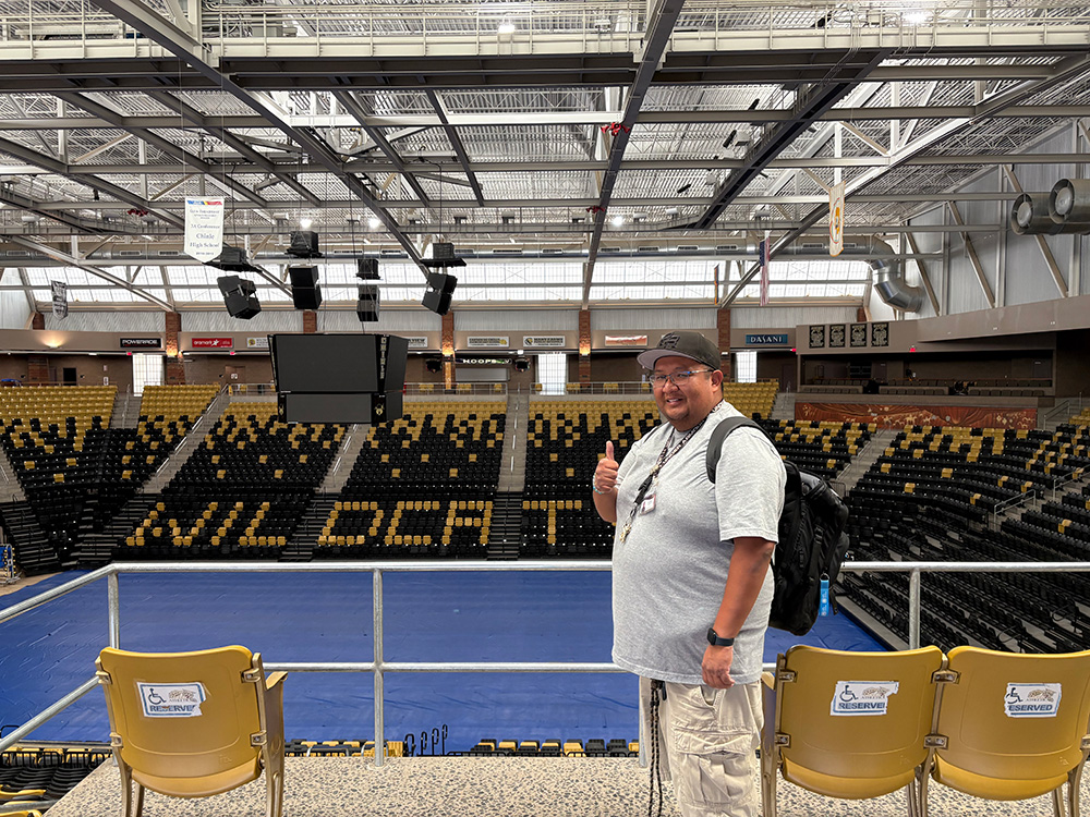 Julian at the Basketball arena