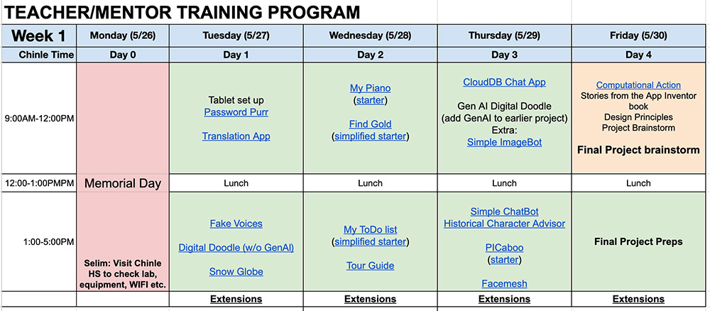 Training Schedule